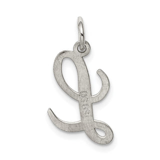 Sterling Silver Rhodium-plated Medium Script Initial L Charm
