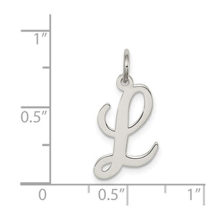 Sterling Silver Rhodium-plated Medium Script Initial L Charm
