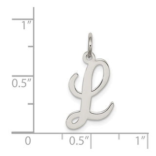 Sterling Silver Rhodium-plated Medium Script Initial L Charm