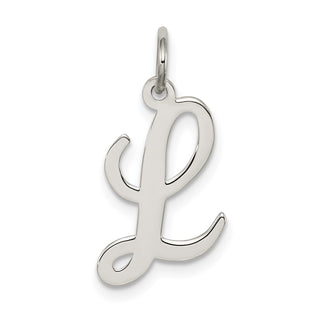 Sterling Silver Rhodium-plated Medium Script Initial L Charm