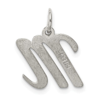 Sterling Silver Rhodium-plated Medium Script Initial M Charm