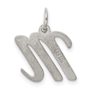 Sterling Silver Rhodium-plated Medium Script Initial M Charm