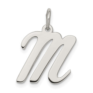 Sterling Silver Rhodium-plated Medium Script Initial M Charm