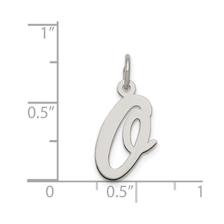 Sterling Silver Rhodium-plated Medium Script Initial O Charm