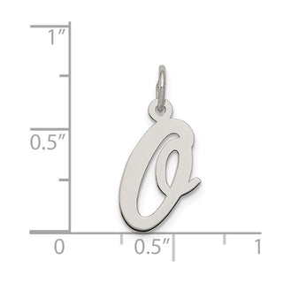 Sterling Silver Rhodium-plated Medium Script Initial O Charm