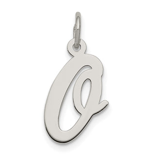 Sterling Silver Rhodium-plated Medium Script Initial O Charm