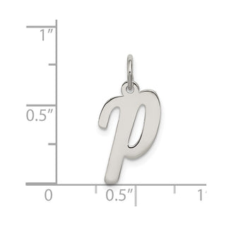 Sterling Silver Rhodium-plated Medium Script Initial P Charm