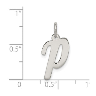 Sterling Silver Rhodium-plated Medium Script Initial P Charm