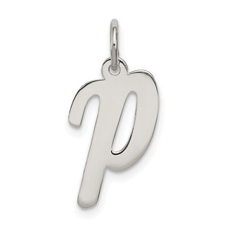 Sterling Silver Rhodium-plated Medium Script Initial P Charm