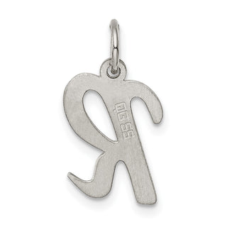 Sterling Silver Rhodium-plated Medium Script Initial R Charm