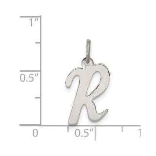 Sterling Silver Rhodium-plated Medium Script Initial R Charm