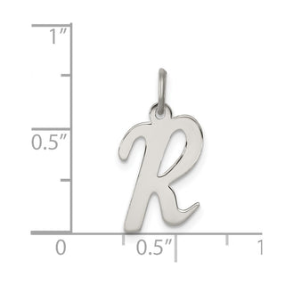 Sterling Silver Rhodium-plated Medium Script Initial R Charm