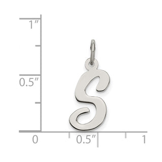 Sterling Silver Rhodium-plated Medium Script Initial S Charm
