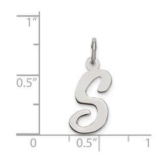 Sterling Silver Rhodium-plated Medium Script Initial S Charm