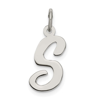 Sterling Silver Rhodium-plated Medium Script Initial S Charm