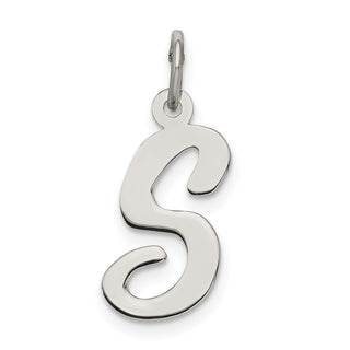 Sterling Silver Rhodium-plated Medium Script Initial S Charm