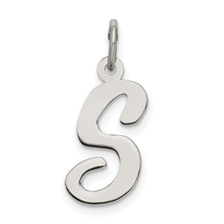 Sterling Silver Rhodium-plated Medium Script Initial S Charm