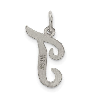 Sterling Silver Rhodium-plated Medium Script Initial T Charm