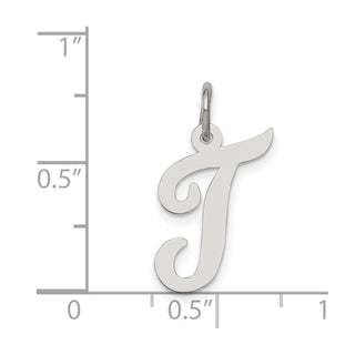 Sterling Silver Rhodium-plated Medium Script Initial T Charm