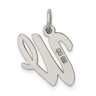 Sterling Silver Rhodium-plated Medium Script Initial W Charm