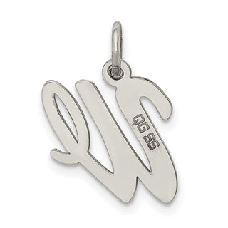 Sterling Silver Rhodium-plated Medium Script Initial W Charm