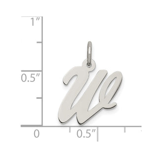 Sterling Silver Rhodium-plated Medium Script Initial W Charm