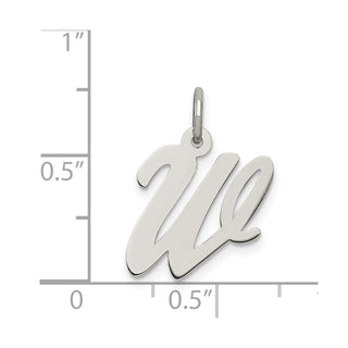 Sterling Silver Rhodium-plated Medium Script Initial W Charm
