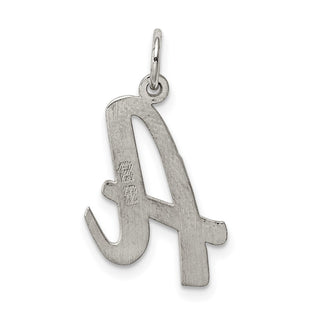 Sterling Silver Rhodium-plated Large Script Initial A Charm