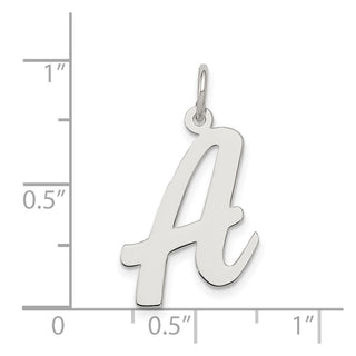 Sterling Silver Rhodium-plated Large Script Initial A Charm
