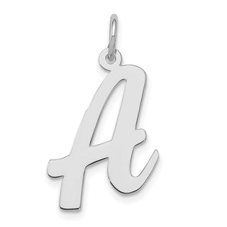 Sterling Silver Rhodium-plated Large Script Initial A Charm