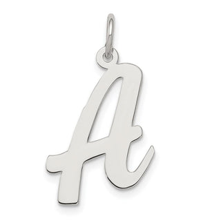 Sterling Silver Rhodium-plated Large Script Initial A Charm
