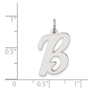 Sterling Silver Rhodium-plated Large Script Initial B Charm