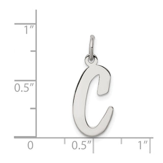 Sterling Silver Rhodium-plated Large Script Initial C Charm