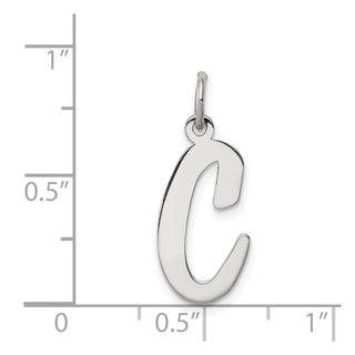 Sterling Silver Rhodium-plated Large Script Initial C Charm