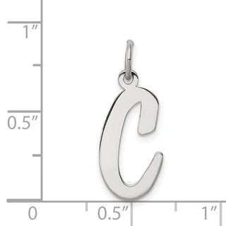 Sterling Silver Rhodium-plated Large Script Initial C Charm