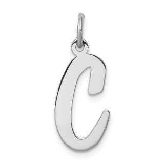 Sterling Silver Rhodium-plated Large Script Initial C Charm