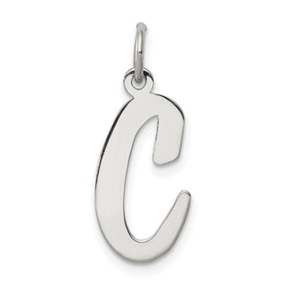 Sterling Silver Rhodium-plated Large Script Initial C Charm