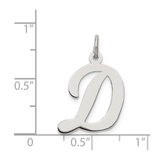 Sterling Silver Rhodium-plated Large Script Initial D Charm