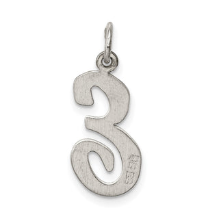 Sterling Silver Rhodium-plated Large Script Initial E Charm