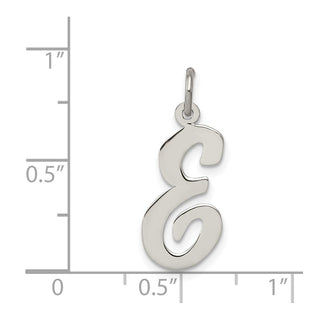 Sterling Silver Rhodium-plated Large Script Initial E Charm