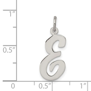 Sterling Silver Rhodium-plated Large Script Initial E Charm