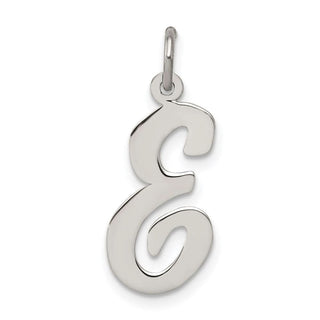 Sterling Silver Rhodium-plated Large Script Initial E Charm