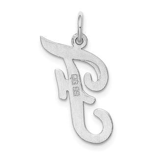 Sterling Silver Rhodium-plated Large Script Initial F Charm