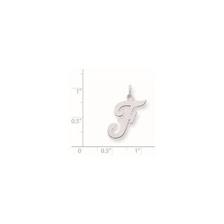 Sterling Silver Rhodium-plated Large Script Initial F Charm