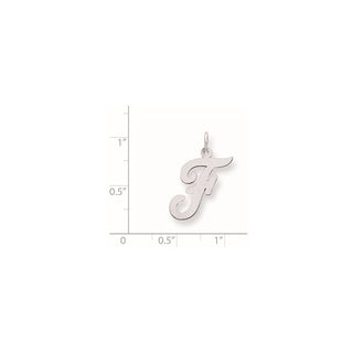 Sterling Silver Rhodium-plated Large Script Initial F Charm