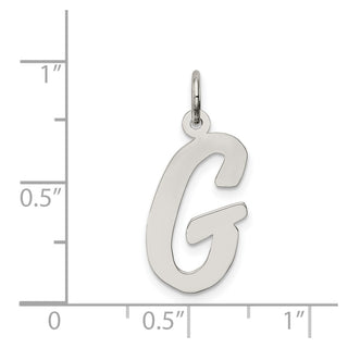 Sterling Silver Rhodium-plated Large Script Initial G Charm