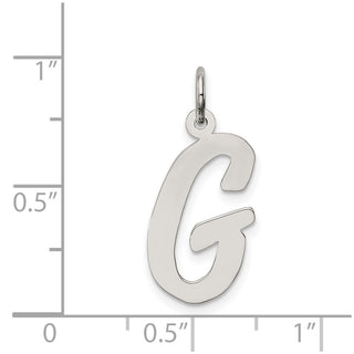 Sterling Silver Rhodium-plated Large Script Initial G Charm