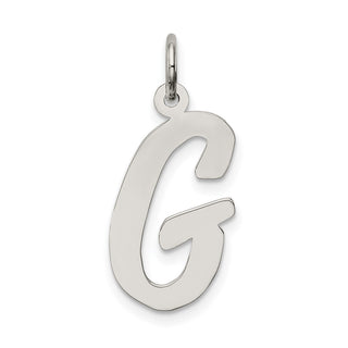 Sterling Silver Rhodium-plated Large Script Initial G Charm