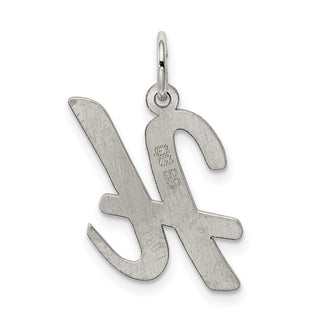Sterling Silver Rhodium-plated Large Script Initial H Charm