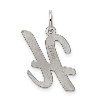Sterling Silver Rhodium-plated Large Script Initial H Charm